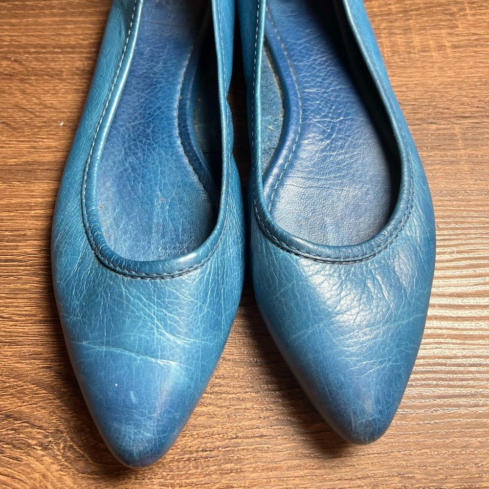 Frye Regina Blue Leather Pointed Toe Ballet Flats Women’s Size 7.5